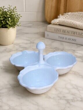 Portugal Pottery 3 Part Service Dish Service Tray white like new